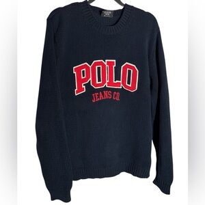Vintage Polo Jeans Co. Ralph Lauren Knit Sweater size Large Navy